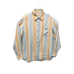 TOMMY BAHAMA Striped 100% Linen Mens Long‎ Sleeve Button Down Shirt Size L